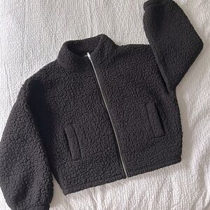 EXRESS CROP TEDDY Jacket Black